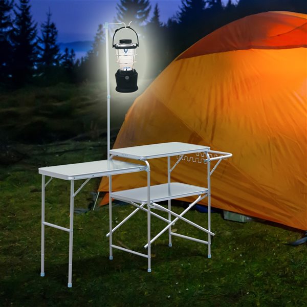 Discount 💯 Outsunny 16-in x 60.83-in Outdoor Rectangle Wood Silver Folding Kitchen Table 😀 - Image 2