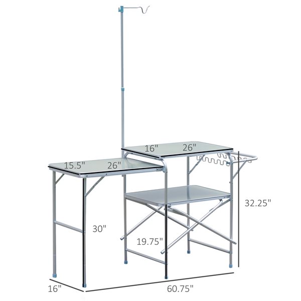 Discount 💯 Outsunny 16-in x 60.83-in Outdoor Rectangle Wood Silver Folding Kitchen Table 😀 - Image 3