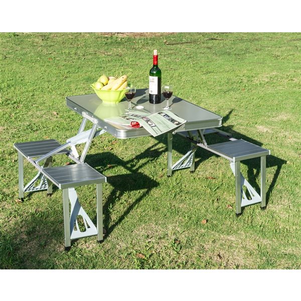 Best Pirce 💯 Outsunny 33.7-in Silver Plastic Rectangle Collapsible Picnic Table 🌟 - Image 2