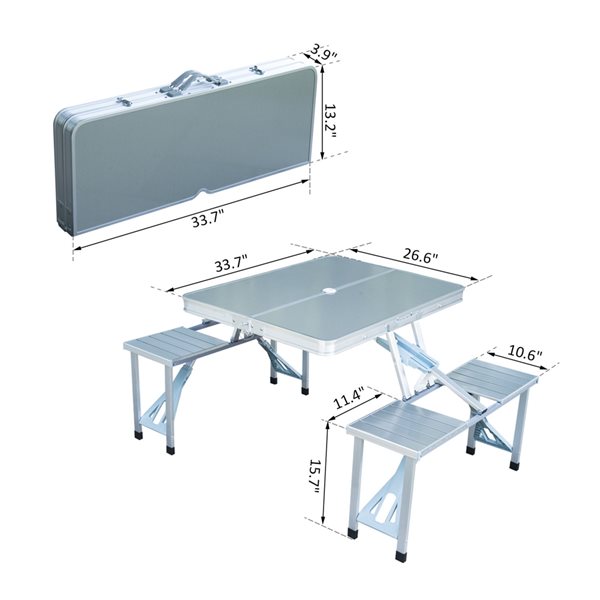 Best Pirce 💯 Outsunny 33.7-in Silver Plastic Rectangle Collapsible Picnic Table 🌟 - Image 3
