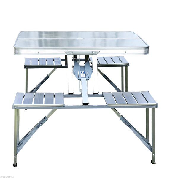 Best Pirce 💯 Outsunny 33.7-in Silver Plastic Rectangle Collapsible Picnic Table 🌟 - Image 4
