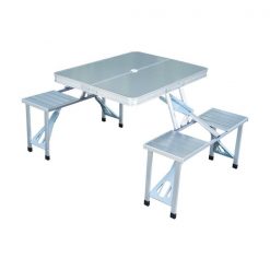 Best Pirce 💯 Outsunny 33.7-in Silver Plastic Rectangle Collapsible Picnic Table 🌟