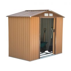 Coupon 👍 Outsunny 4-ft x 7-ft Yellow Galvanized Steel Storage Shed 🎉