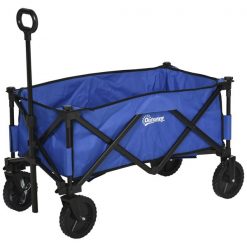 Budget 🎉 Outsunny Blue Steel Outdoor Folding Utility Cart with Adjustable Handle 🥰