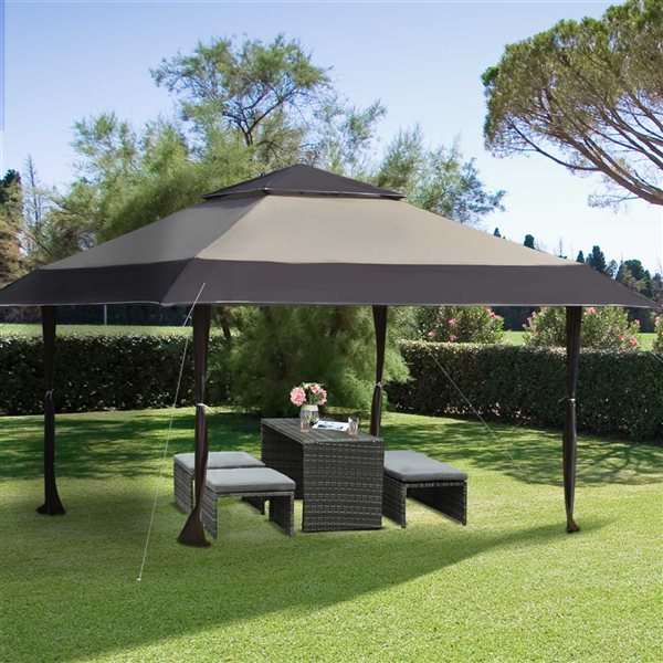 Promo 🛒 Outsunny 13-ft Square Khaki Polyester Pop-up Canopy with Adjustable Legs ✔️ - Image 2