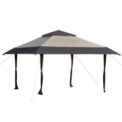 Promo 🛒 Outsunny 13-ft Square Khaki Polyester Pop-up Canopy with Adjustable Legs ✔️