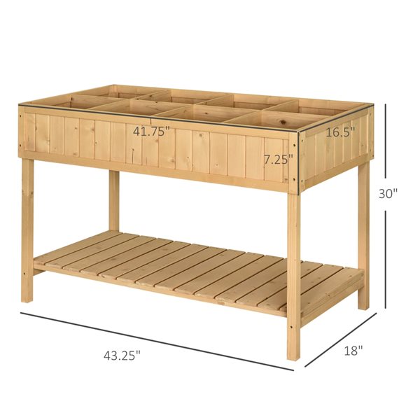 Top 10 🥰 Outsunny 18-in x 43 1/4-in x 30-in Natural Wood Raised Garden Bed with 8 Divided Grids ⭐ - Image 3