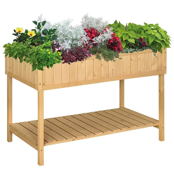 Top 10 🥰 Outsunny 18-in x 43 1/4-in x 30-in Natural Wood Raised Garden Bed with 8 Divided Grids ⭐