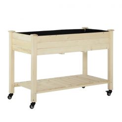 Best deal ✨ Outsunny 21 3/4-in x 46 1/2-in x 32 3/4-in Natural Wood Raised Garden Bed with Wheels and Brakes 🧨