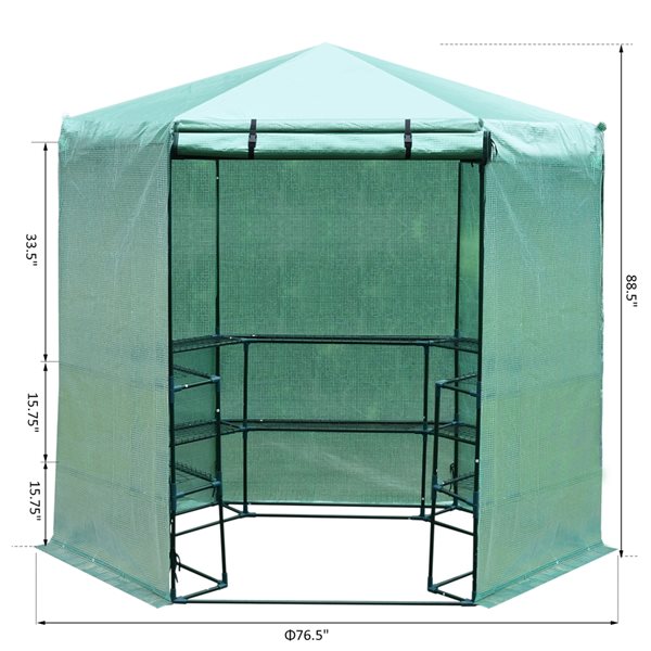 Wholesale π Outsunny 6.4-ft L x 6.4-ft W x 7.4-ft H Greenhouse with Shelves βοΈ - Image 2