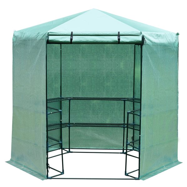 Wholesale π Outsunny 6.4-ft L x 6.4-ft W x 7.4-ft H Greenhouse with Shelves βοΈ