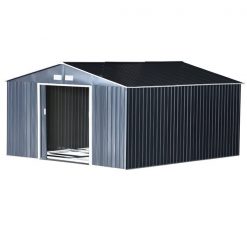 Hot Sale ❤️ Outsunny 13-ft x 11-ft Grey Galvanized Steel Storage Shed ⭐