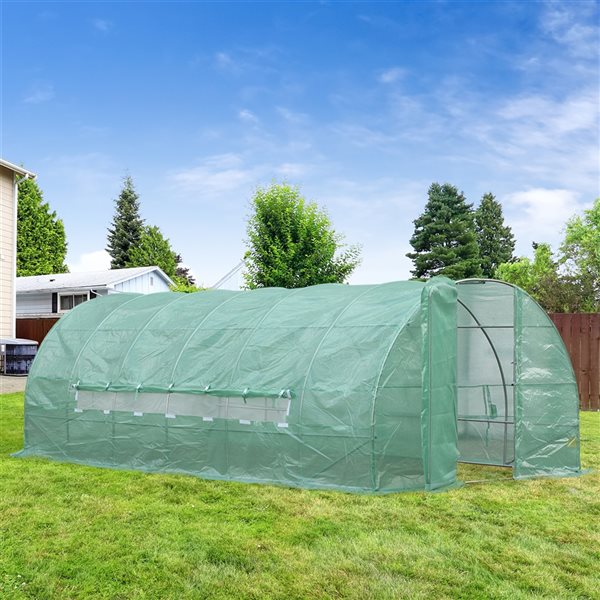 Cheapest ⭐ Outsunny 19.7-ft L x 9.8-ft W x 6.6-ft H Green High Tunnel with Steel Frame 🔥 - Image 2