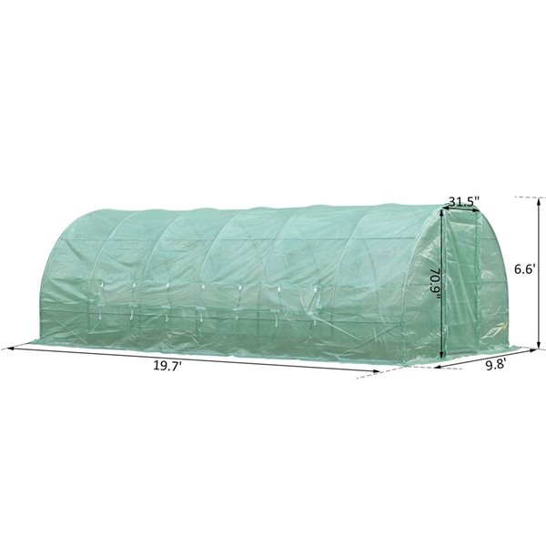 Cheapest ⭐ Outsunny 19.7-ft L x 9.8-ft W x 6.6-ft H Green High Tunnel with Steel Frame 🔥 - Image 3