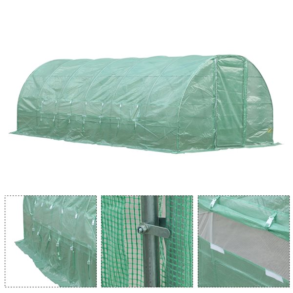 Cheapest ⭐ Outsunny 19.7-ft L x 9.8-ft W x 6.6-ft H Green High Tunnel with Steel Frame 🔥 - Image 4