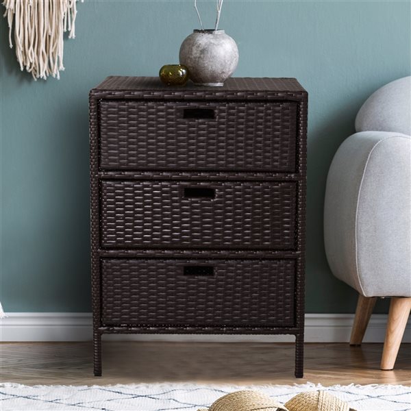 Cheapest 🛒 Outsunny Brown 19.75-in x 23.5-in Rattan Outdoor Storage Cabinet 🥰 - Image 2