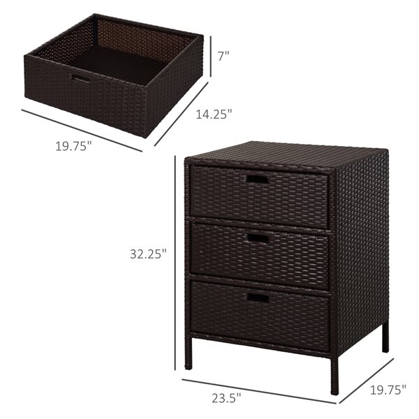 Cheapest 🛒 Outsunny Brown 19.75-in x 23.5-in Rattan Outdoor Storage Cabinet 🥰 - Image 3