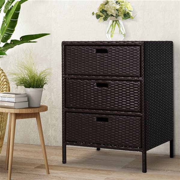 Cheapest 🛒 Outsunny Brown 19.75-in x 23.5-in Rattan Outdoor Storage Cabinet 🥰 - Image 4