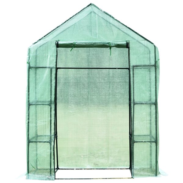 Coupon π Outsunny 4.7-ft L x 2.4-ft W x 6.4-ft H Green Greenhouse with Shelves π - Image 3