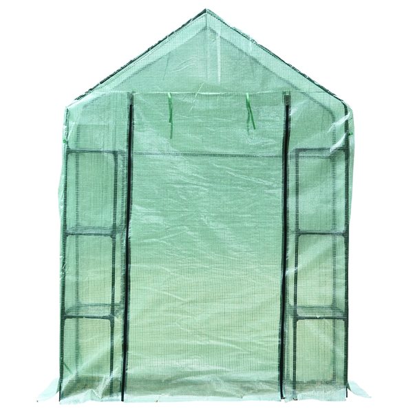 Coupon π Outsunny 4.7-ft L x 2.4-ft W x 6.4-ft H Green Greenhouse with Shelves π - Image 4