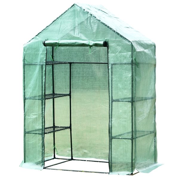 Coupon π Outsunny 4.7-ft L x 2.4-ft W x 6.4-ft H Green Greenhouse with Shelves π