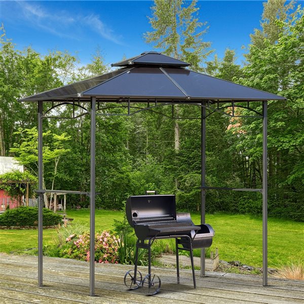 Buy 🛒 Outsunny 4.9-ft x 7.9-ft Brown Metal Rectangle Grill Gazebo with Polycarbonate Roof 👍 - Image 2