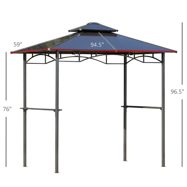 Buy 🛒 Outsunny 4.9-ft x 7.9-ft Brown Metal Rectangle Grill Gazebo with Polycarbonate Roof 👍 - Image 3