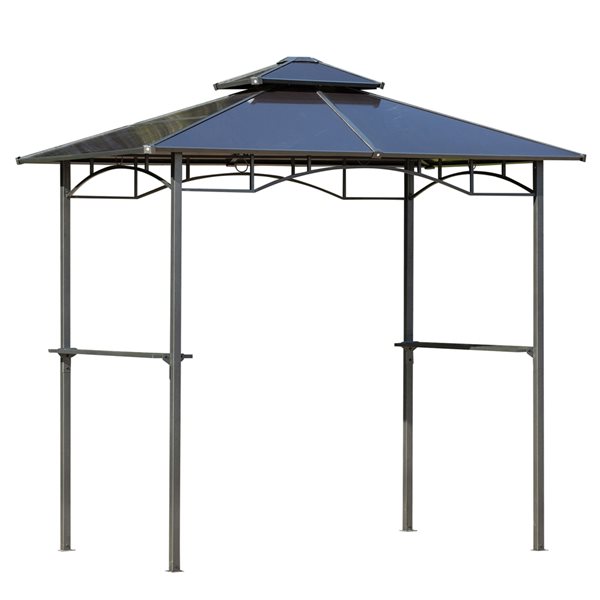 Buy 🛒 Outsunny 4.9-ft x 7.9-ft Brown Metal Rectangle Grill Gazebo with Polycarbonate Roof 👍