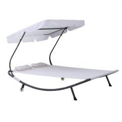 Top 10 ⭐ Outsunny Black Metal Stationary Chaise Lounge with White Solid Seat 💯