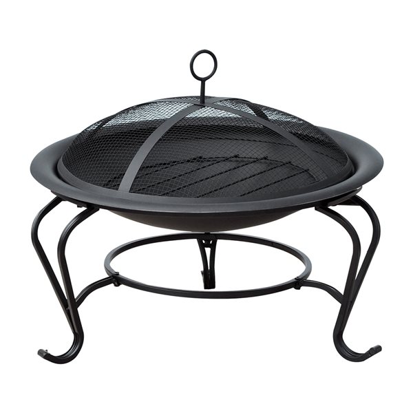Wholesale 🎉 Outsunny Black Steel Round Outdoor Wood-Burning Fireplace ✨