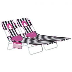 Wholesale 🎉 Outsunny White Metal Stationary Chaise Lounges with Solid Black and White Seat - Set of 2 👏