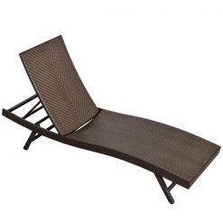 Outlet ❤️ Outsunny Coffee Rattan Metal Stationary Chaise Lounge with Woven Seat ⌛