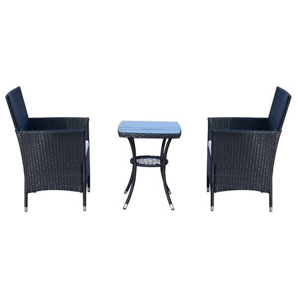 Deals 👏 Outsunny 3-Piece Black Frame Bistro Patio Set with White Cushions 🧨 - Image 4