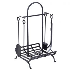 Flash Sale 😍 Outsunny 17 3/4-in x 30 3/4-in Black Steel Compact Firewood Rack with Accessories ❤️