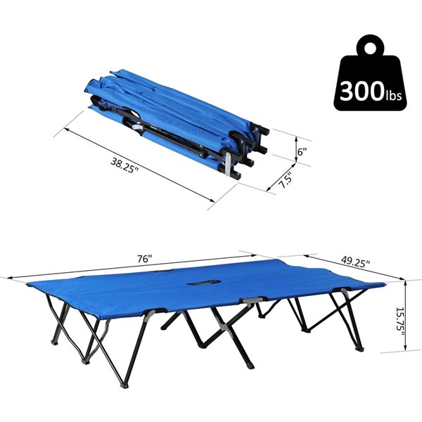 Hot Sale ๐ Outsunny 2-Person Blue Folding Polyester X-Large Cot ๐ - Image 3