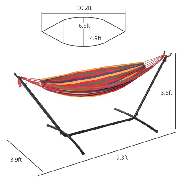 Cheapest 😉 Outsunny Blaney Multicoloured Cotton Hammock with Stand and Transport Bag 🔔 - Image 3
