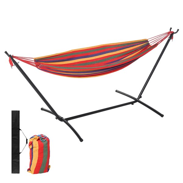 Cheapest 😉 Outsunny Blaney Multicoloured Cotton Hammock with Stand and Transport Bag 🔔