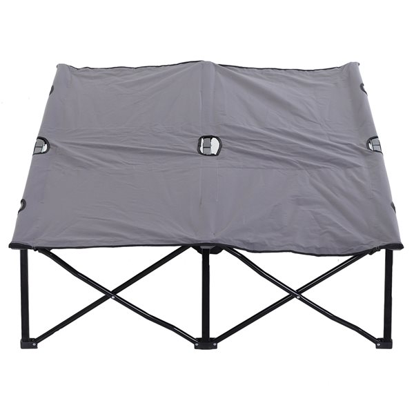 Best Pirce 💯 Outsunny 2-Person Grey Folding Polyester X-Large Cot 💯 - Image 4