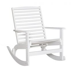 Flash Sale 🥰 Outsunny White Wood Rocking Chair with Slat Seat 🎁