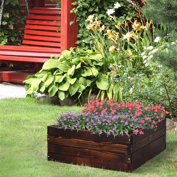 Outlet 👏 Outsunny 23.5-in W x 23.5-in L x 9-in H Brown Raised Garden Bed 🤩 - Image 2