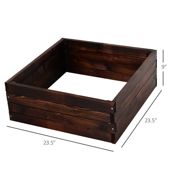 Outlet 👏 Outsunny 23.5-in W x 23.5-in L x 9-in H Brown Raised Garden Bed 🤩 - Image 3