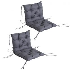 Best Sale 🔥 Outsunny Grey Polyester Water-Resistant Chair Cushions with Backrest - Set of 2 ✔️