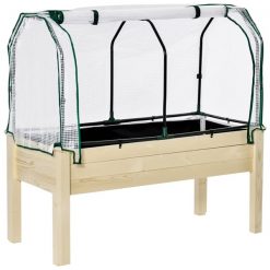 Flash Sale 😉 Outsunny 21.75-in W x 47.75-in L x 46-in H Wooden Raised Garden Bed with PE Cover 😀