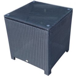 Discount 💯 Outsunny Square Rattan Outdoor Coffee Table with Glass Top ⭐