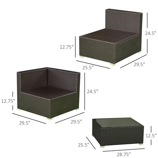 Flash Sale 🧨 Outsunny Rattan Beige 7-Piece Modular Patio Set with Coffee Table and Throw Cushions 🔔 - Image 3