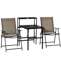 Budget ✔️ Outsunny Black Metal Patio Conversation Set - 3-Piece 😍