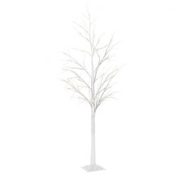 Budget 🎁 Outsunny 59-in White Artificial Lighted Birch Tree 🌟