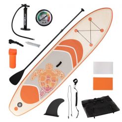 Best Pirce 😉 Outsunny Inflatable Paddle Stand Up Board with Non-Slip Deck Board - Orange 🎉