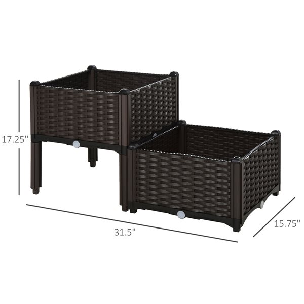 Cheapest π Outsunny 15.75-in x 15.75-in 2-Piece Brown Raised Garden Bed π - Image 2