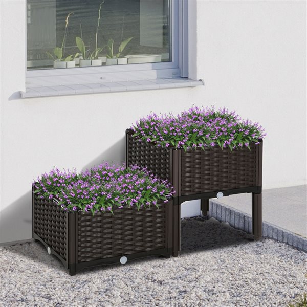 Cheapest π Outsunny 15.75-in x 15.75-in 2-Piece Brown Raised Garden Bed π - Image 3